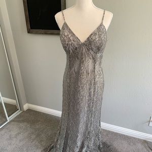 Floor length sliver evening dress